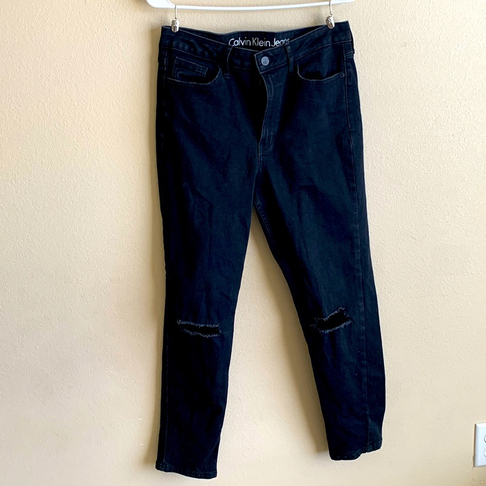 Calvin Klein - Black High Rise Ankle Skinny Jeans Stretch Size 12